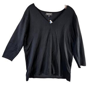 Jones New York Collection Woman 1X V-Neck Black Silk Blend